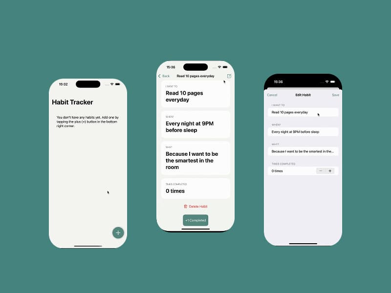 Habit Tracker App Screens