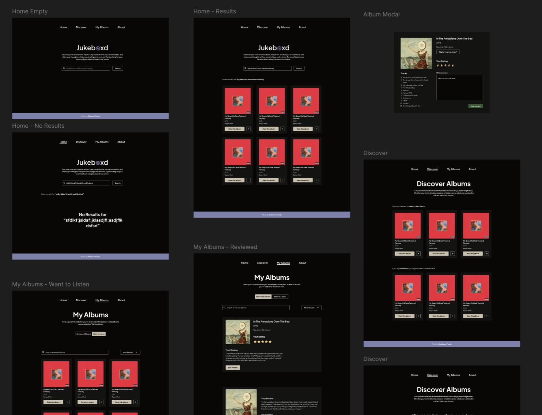 Design mock of Jukeboxd